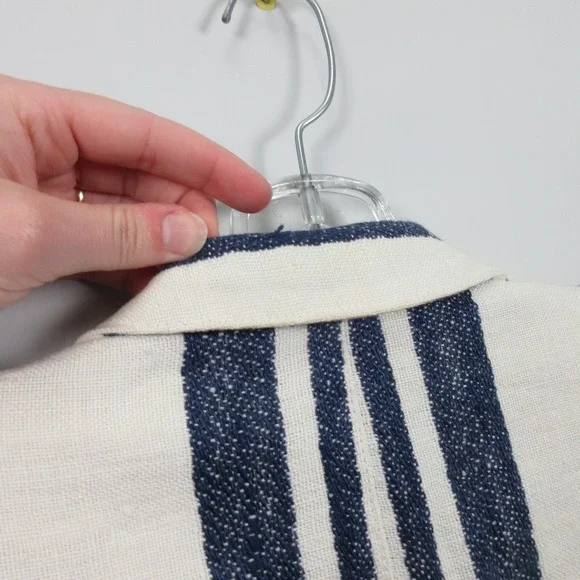 Smythe Women's Duchess 100% Linen *Stain Striped Blazer Nautical Size 12 - Picture 11 of 16